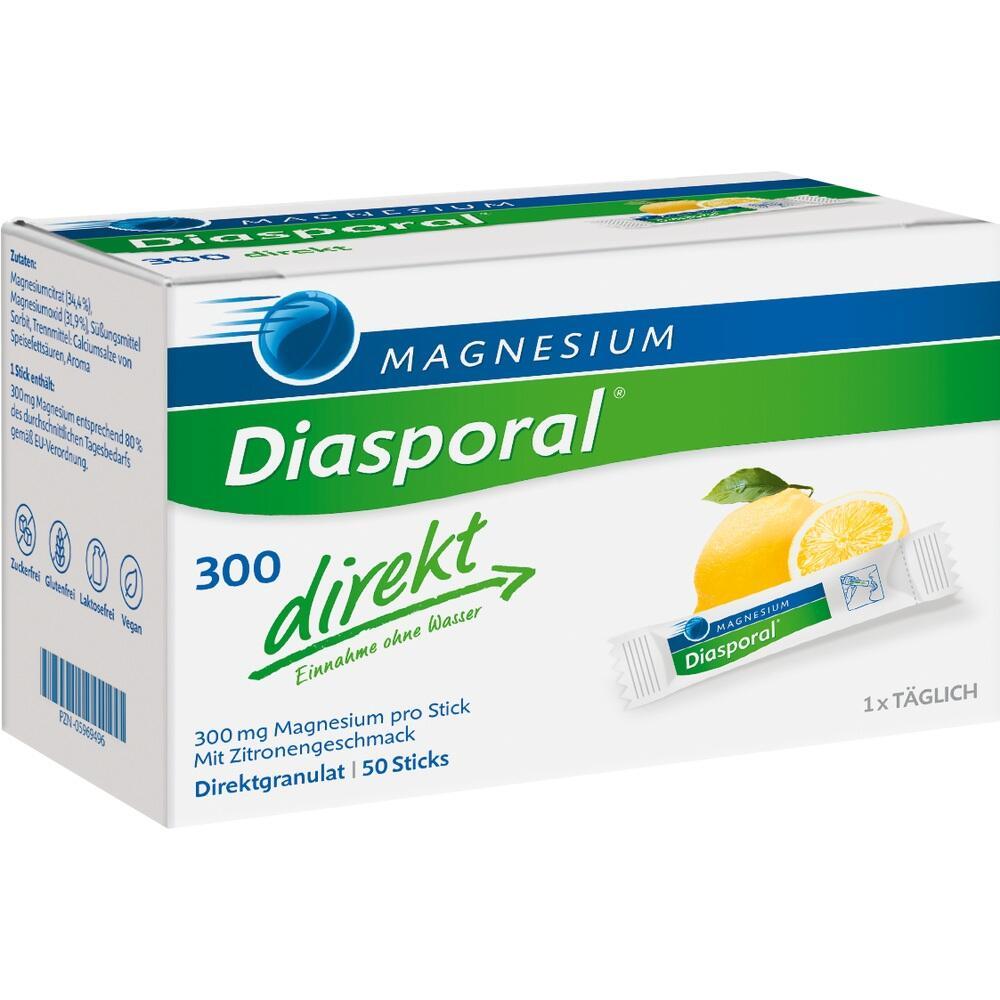 Packung von Diasporal Magnesium, Zitronengeschmack, 50 Sticks.