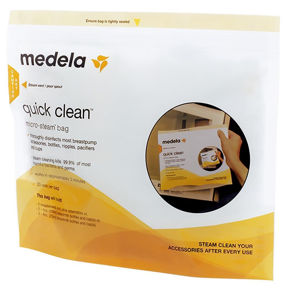 Weiße Verpackung von Medela für Micro-Dampfreiniger-Taschen.