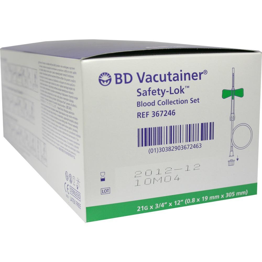 Eine weiße Schachtel mit Blutentnahmeset von BD Vacutainer ist abgebildet.