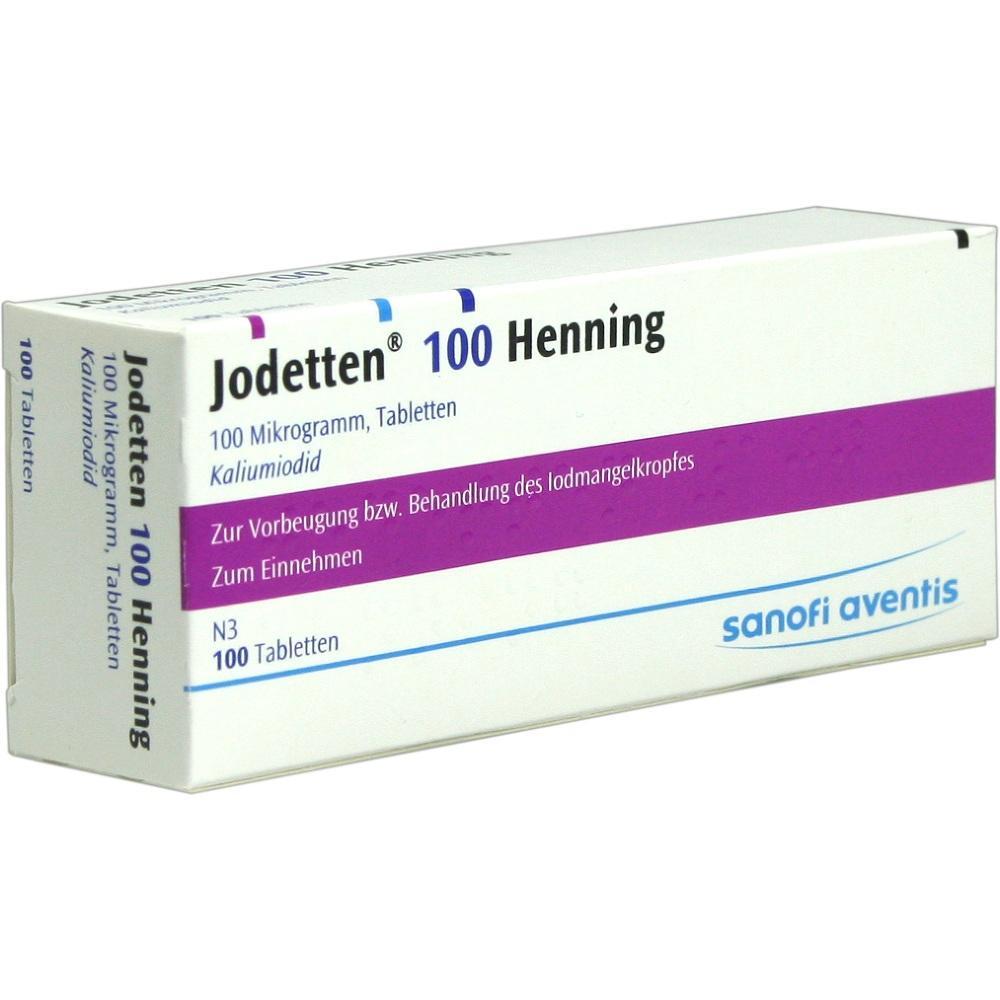 Verpackung von Jodtabletten zur Behandlung von Jodmangel.