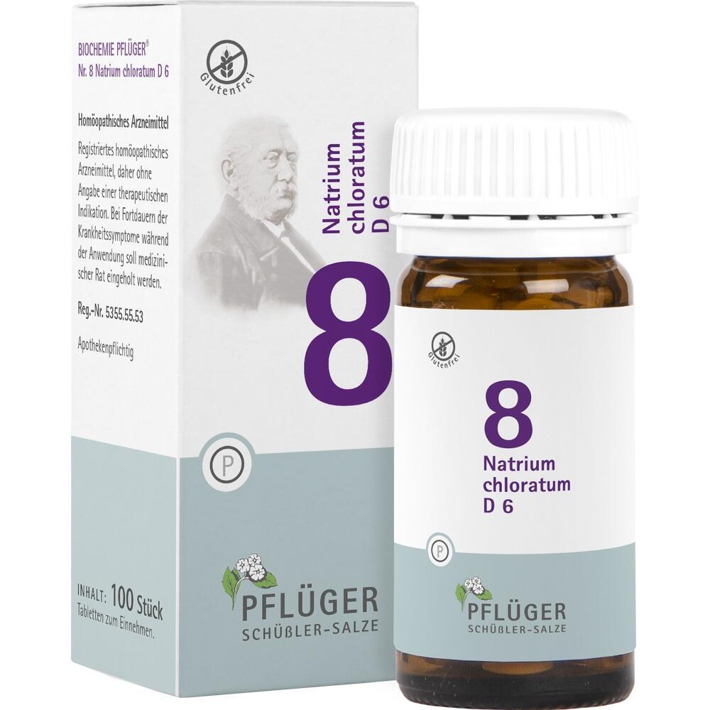 Eine Packung und Flasche mit homöopathischen Tabletten von Pflüger, Nummer 8.