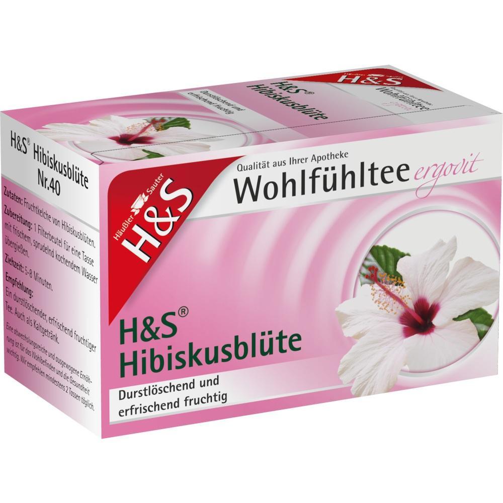 Eine rosa Teeschachtel mit Hibiskusbl&uuml;te auf der Vorderseite.
