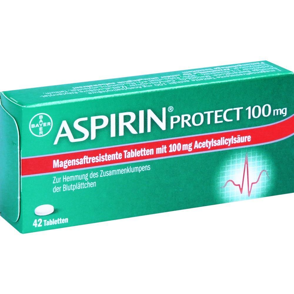 Gr&uuml;ne Verpackung von Aspirin Protect mit 100 mg Tabletten zur Blutpl&auml;ttchenhemmung.