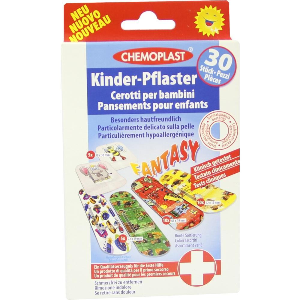 Verpackung mit bunten Kinderpflastern in verschiedenen Designs und Größen.
