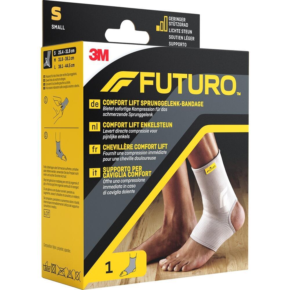 Verpackung einer Knöchelbandage in der Größe S für leichte Unterstützung.