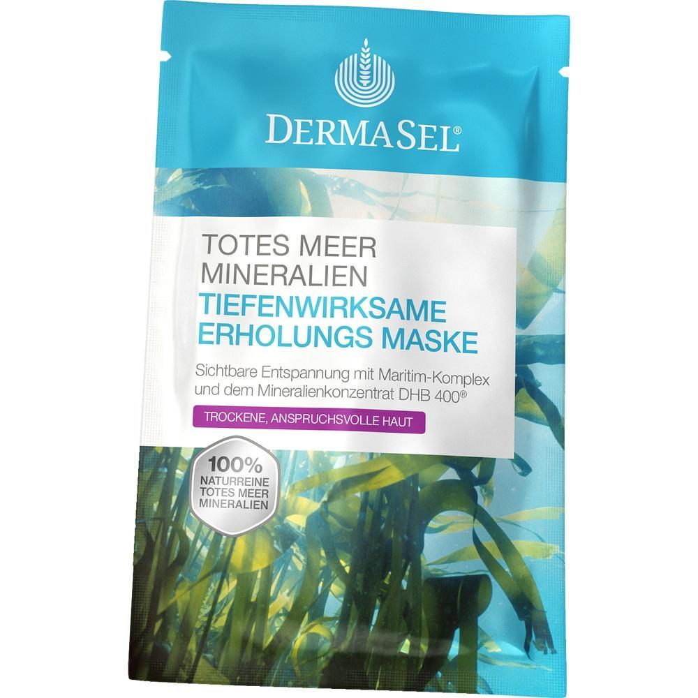 Blaue Verpackung einer Gesichtsmaske mit Totes-Meer-Mineralien f&uuml;r trockene Haut.