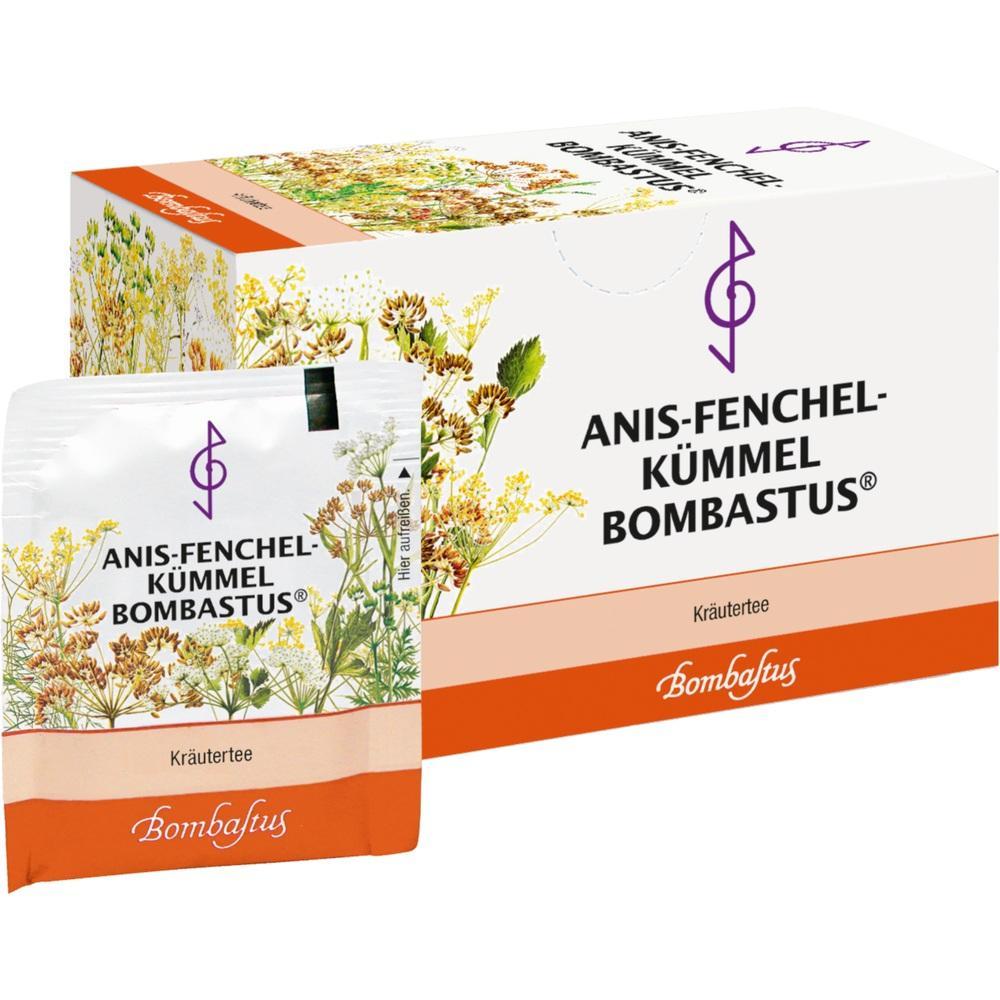 Eine Packung Kräutertee mit Anis, Fenchel und Kümmel ist zu sehen.