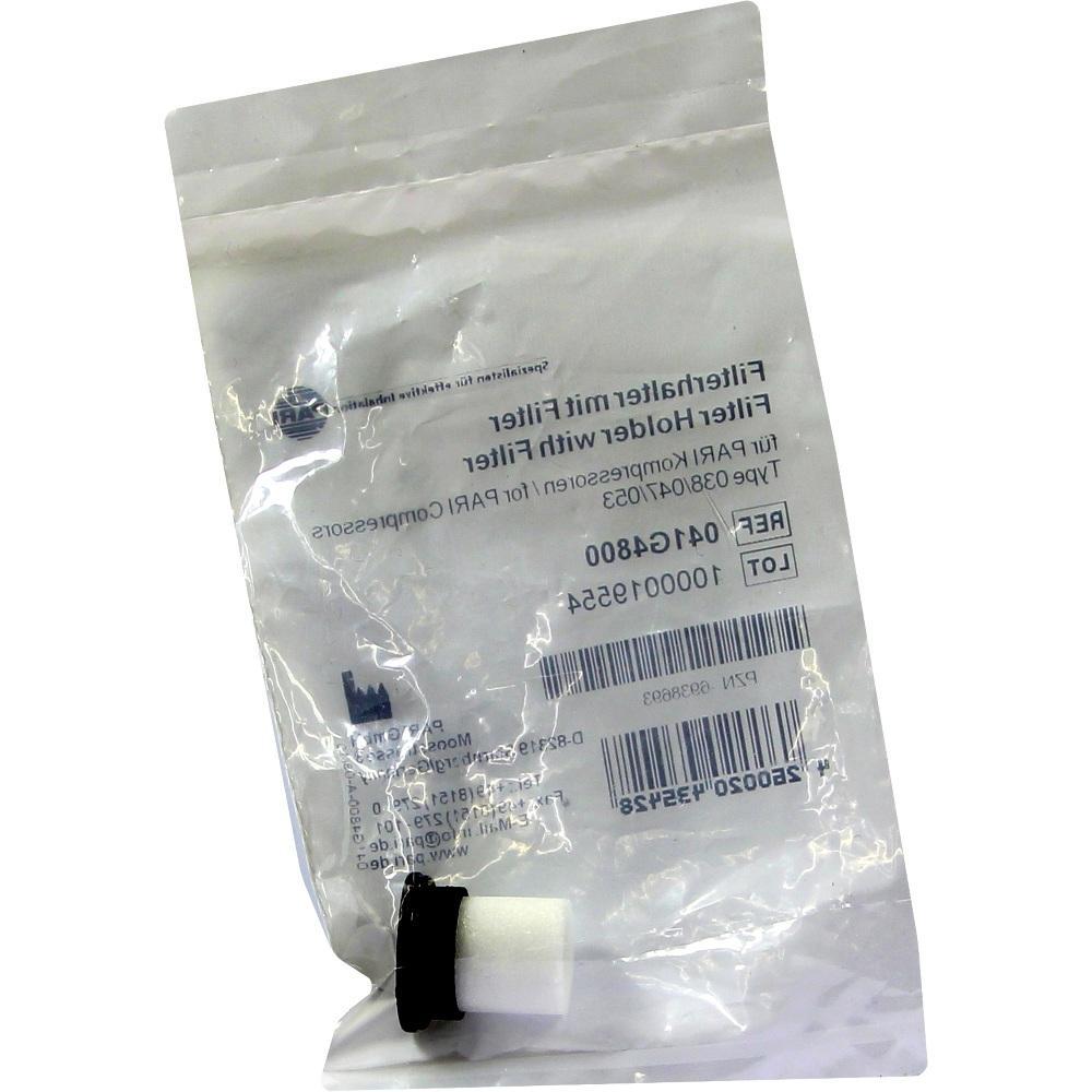 Eine durchsichtige Verpackung enth&auml;lt einen wei&szlig;en Filter mit schwarzem Rand.