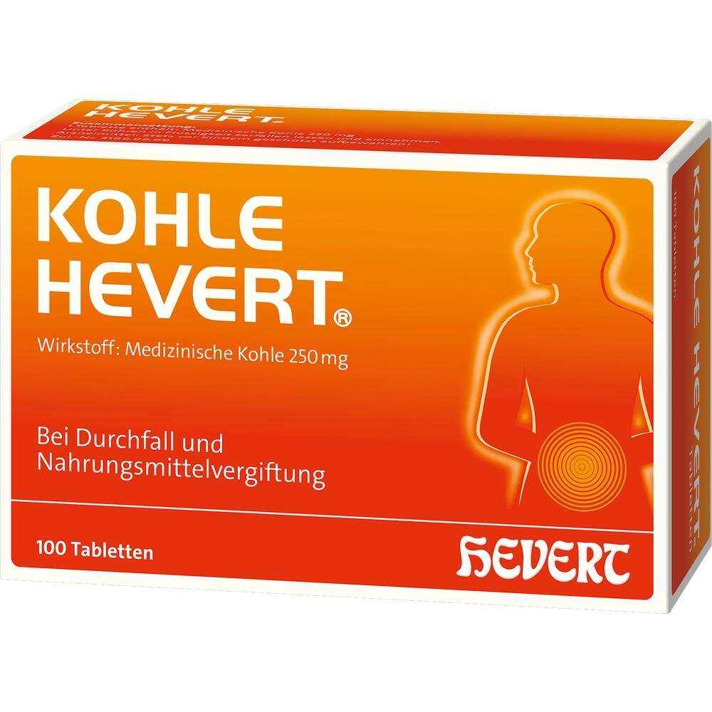 Orange Packung mit der Aufschrift "Kohle Hevert" und einem Bild eines Körpers.