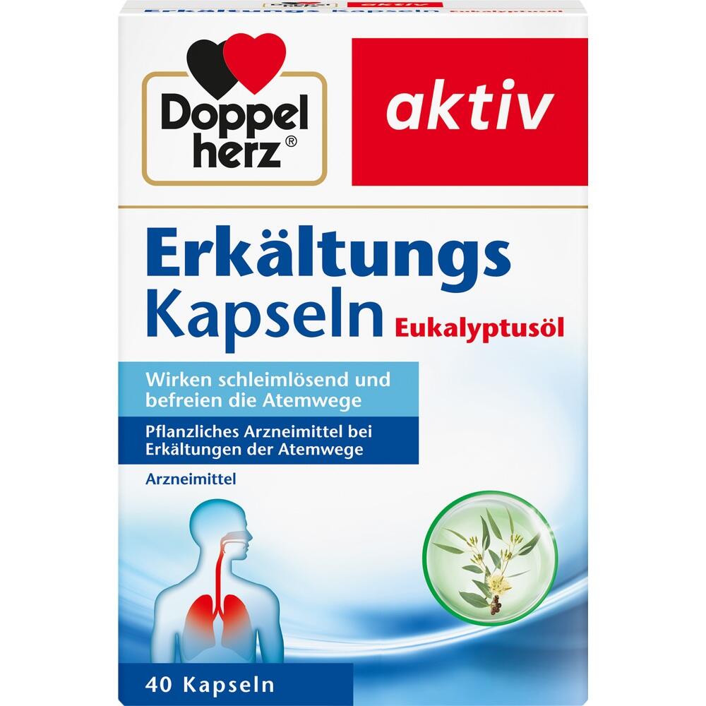 Verpackung von Erk&auml;ltungskapseln mit Eukalyptus&ouml;l, 40 St&uuml;ck.