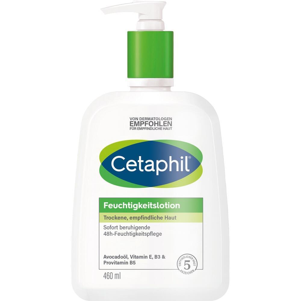 Eine Flasche Cetaphil Feuchtigkeitslotion für empfindliche Haut.