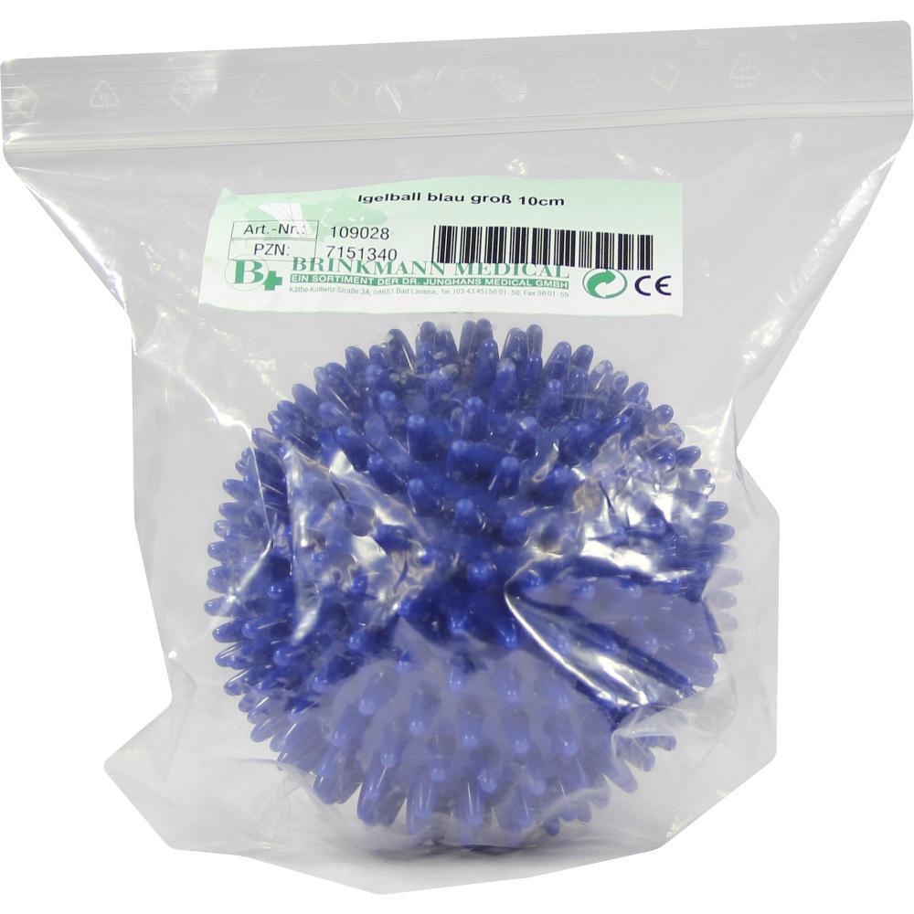 Ein blauer Igelball ist in einer durchsichtigen Plastiktüte verpackt.