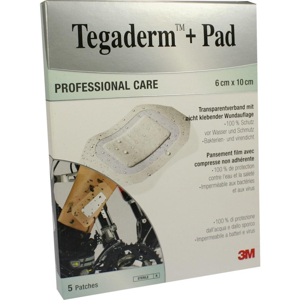 Eine Packung mit transparenten Pflastern von Tegaderm für medizinische Wundversorgung.
