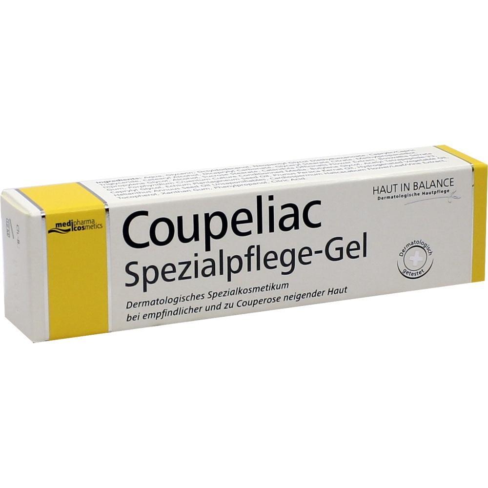 Eine gelbe und wei&szlig;e Verpackung eines Hautpflege-Gels f&uuml;r empfindliche Haut liegt schr&auml;g.