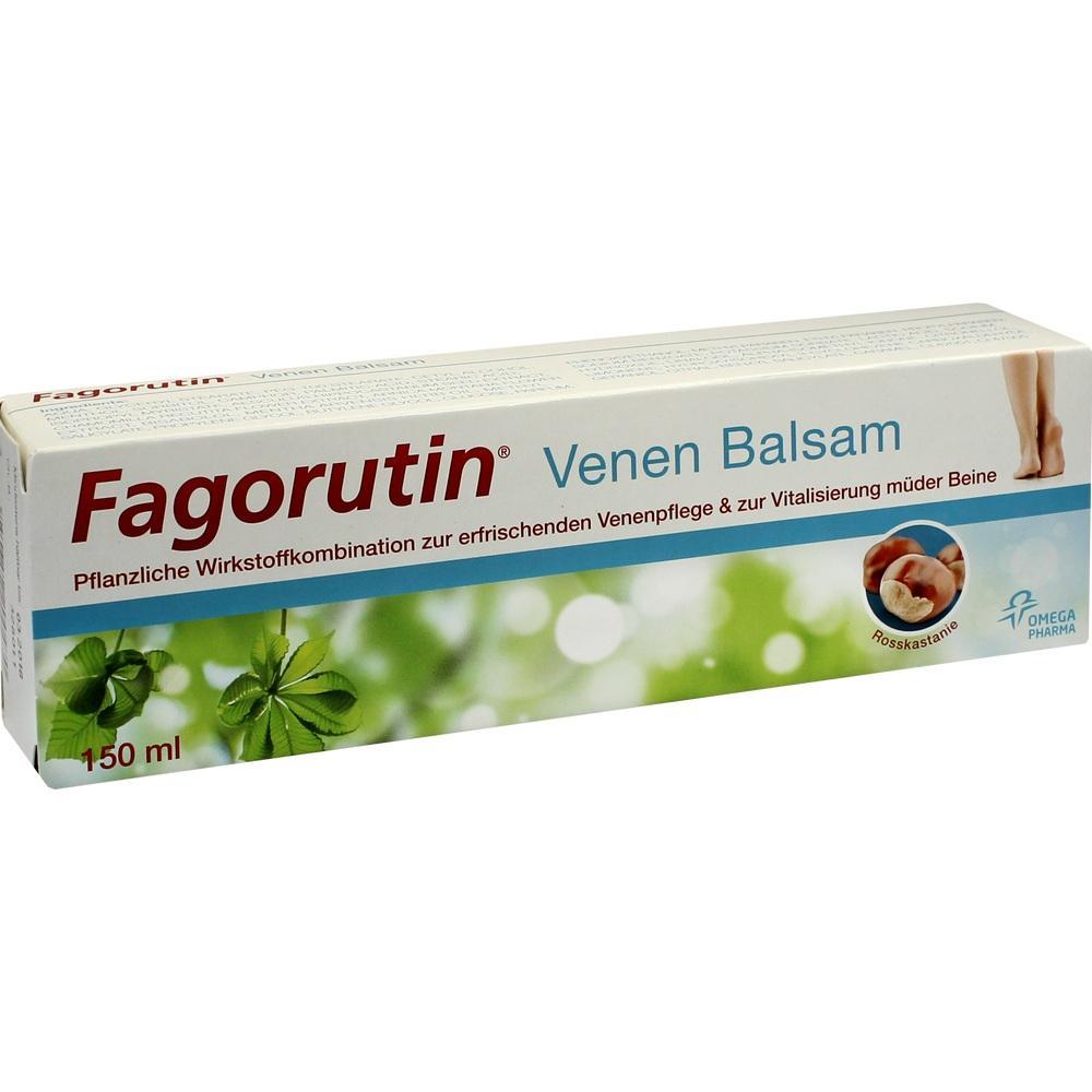 Eine Packung "Fagorutin Venen Balsam" für müde Beine und Venenpflege.