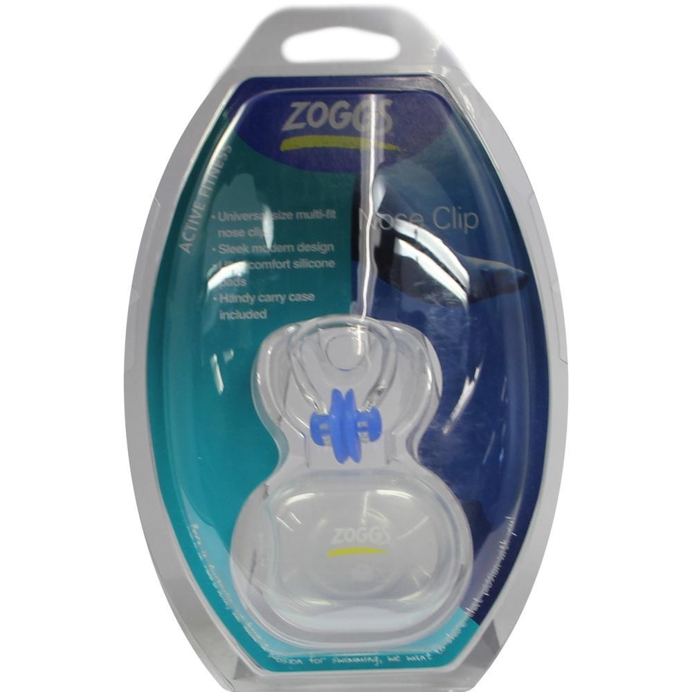 Verpackung mit Nasenklammer für Schwimmen aus weichem Silikon, blau und durchsichtig.