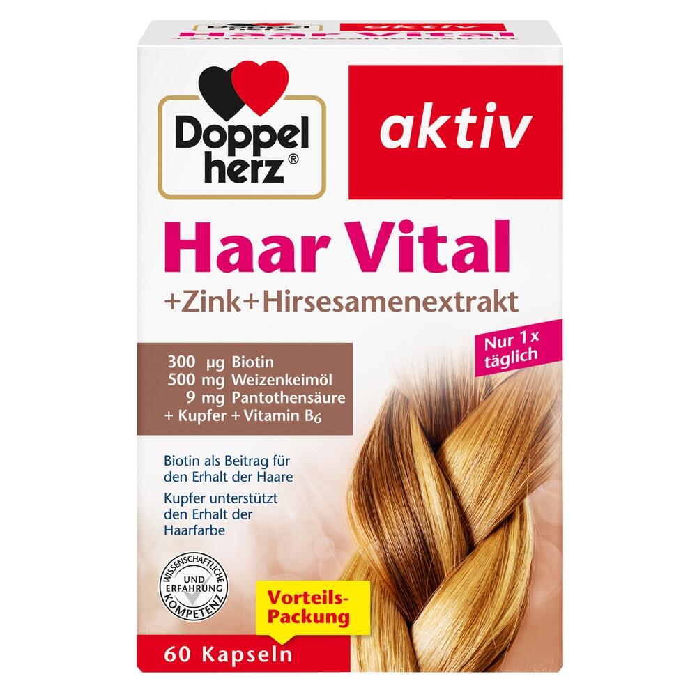 Verpackung von Doppelherz Haar Vital Kapseln mit Zink und Hirseextrakt f&uuml;r Haare.