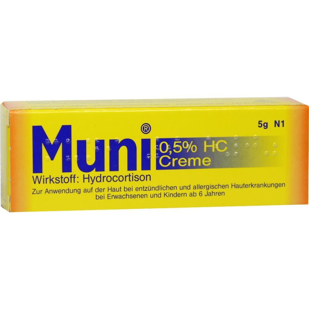 Gelbe Packung einer Creme mit 0,5% Hydrocortison gegen Hautentz&uuml;ndungen.