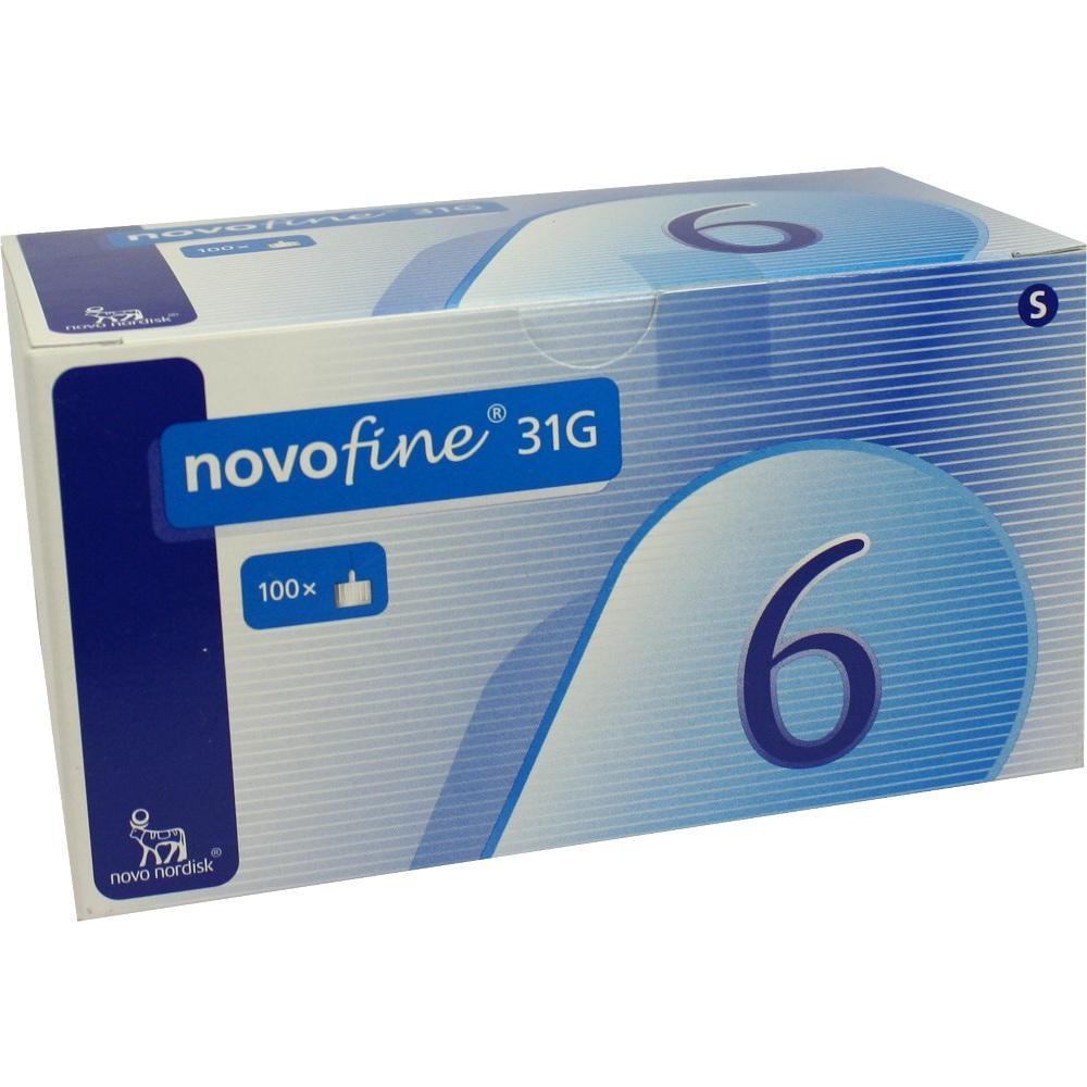 Eine blaue Verpackung f&uuml;r Nadeln mit der Aufschrift "novofine 31G".