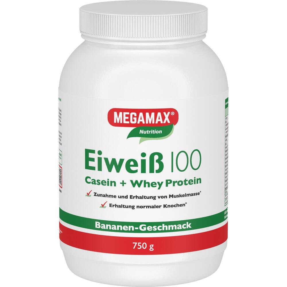 Weiße Dose mit Eiweißpulver, Bananengeschmack, 750 g.