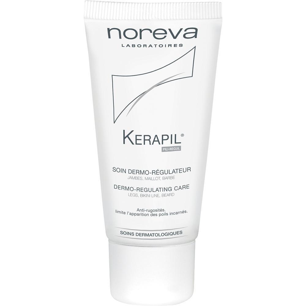 Eine weiße Tube mit der Aufschrift "Kerapil" für Hautpflege.