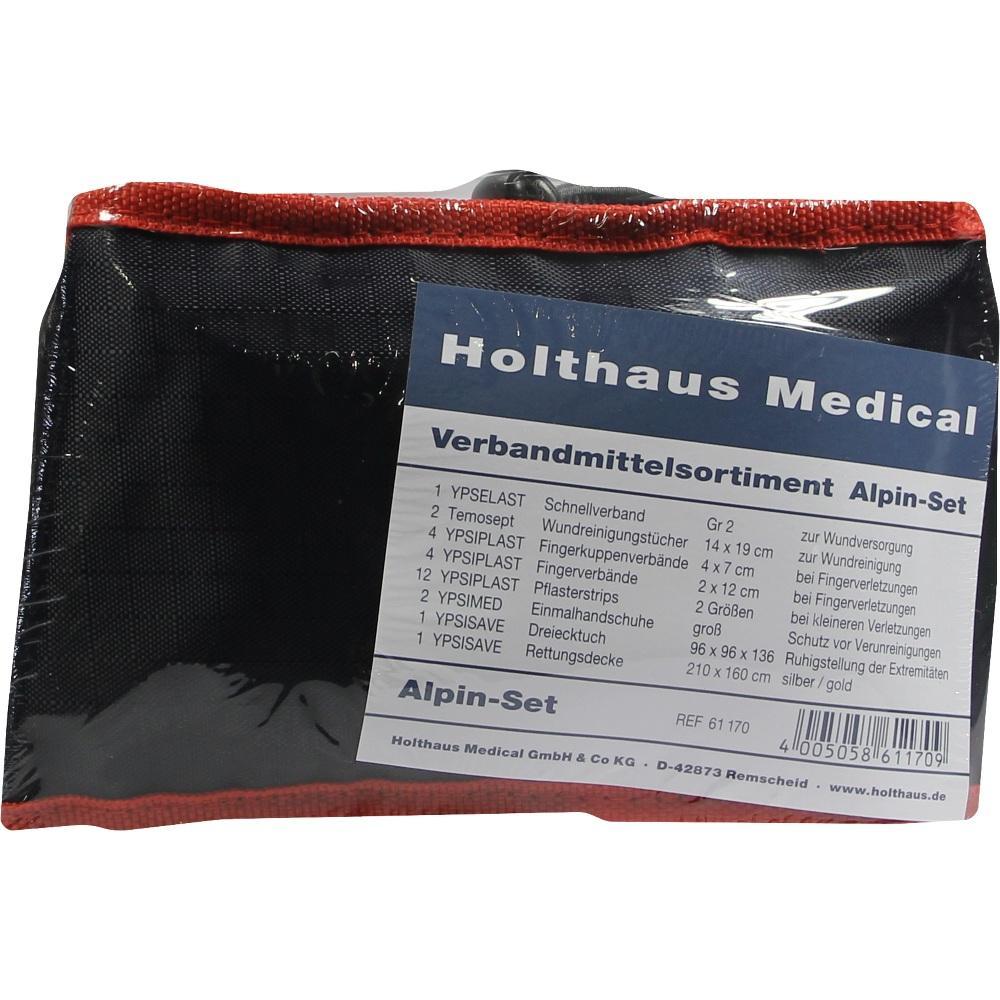 Ein Erste-Hilfe-Set von Holthaus Medical mit verschiedenen Verbandmaterialien.
