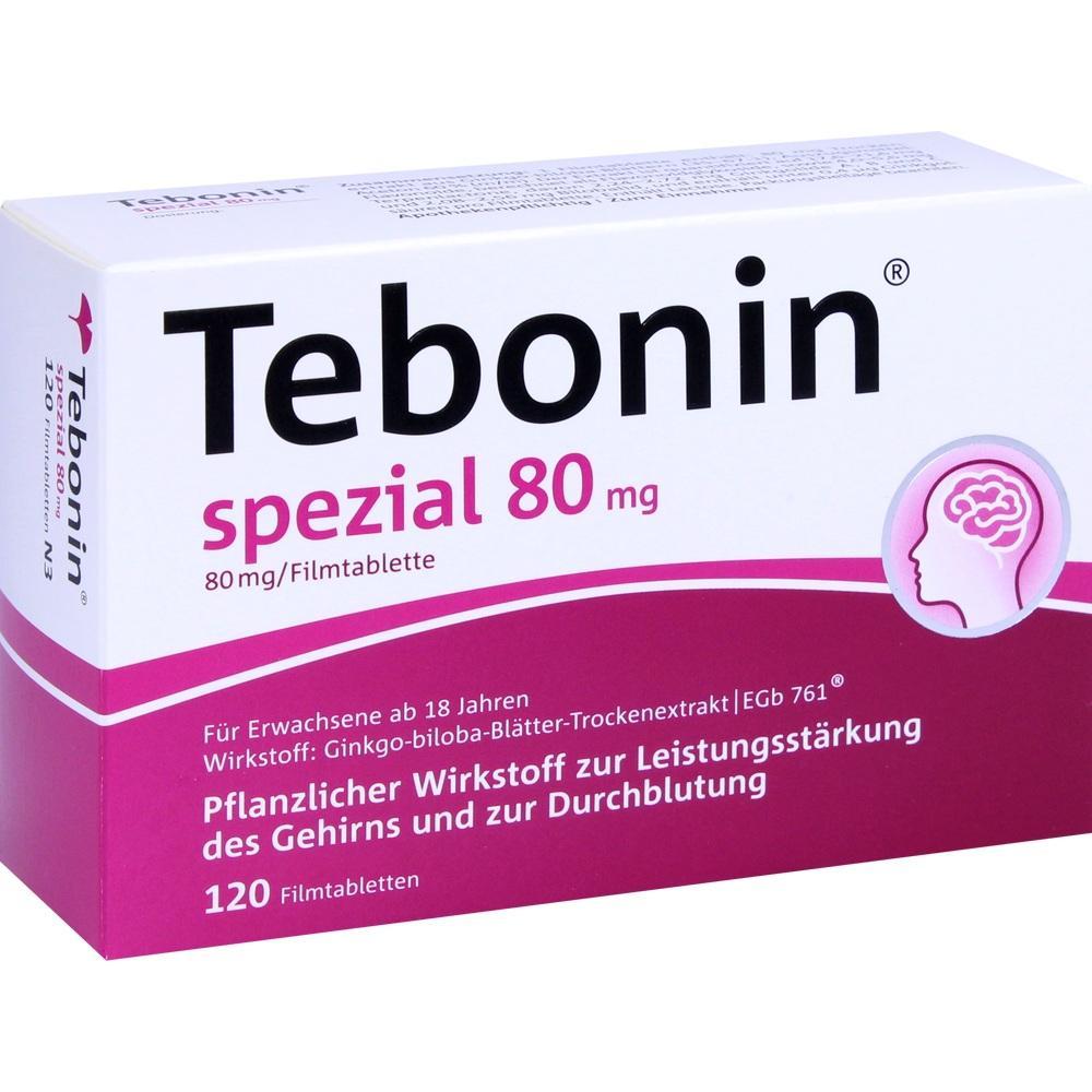 Eine Medikamentenpackung mit der Aufschrift "Tebonin spezial 80 mg".