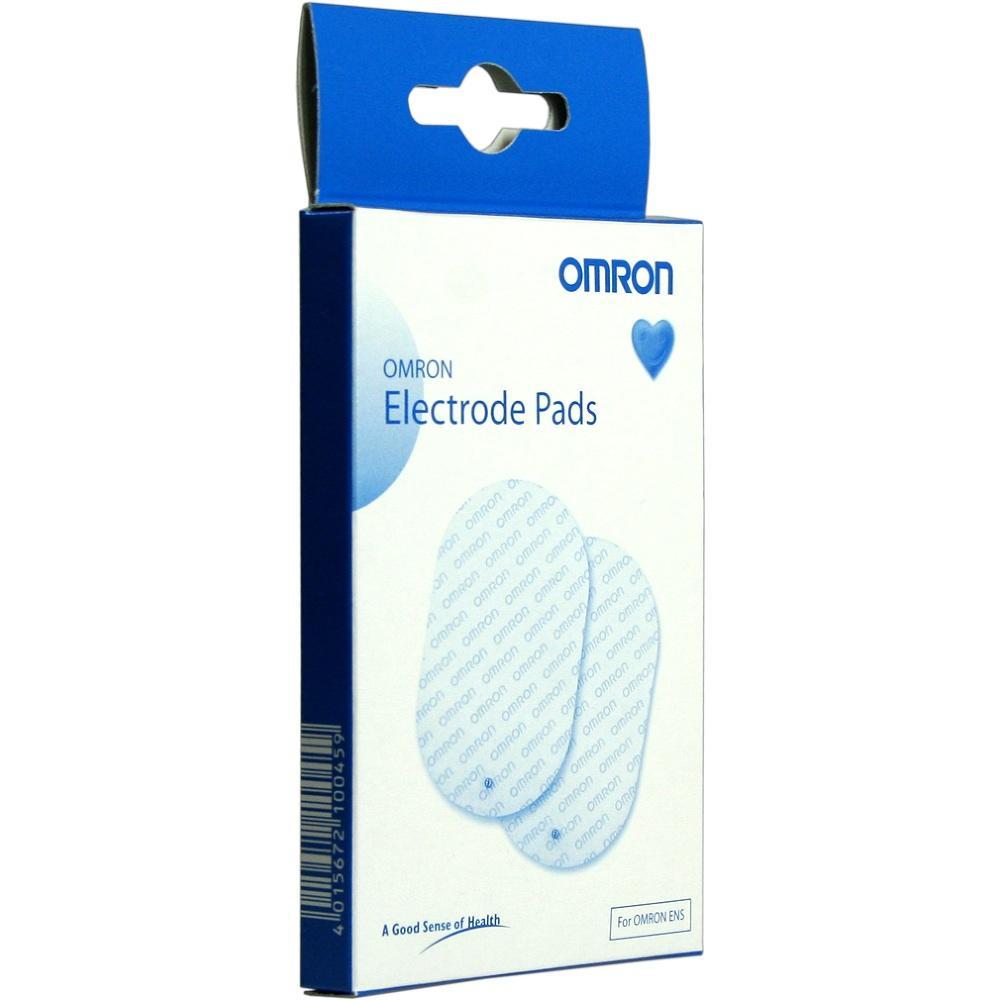 Eine Box mit Omron Elektrodenpflastern in Blau und Weiß.