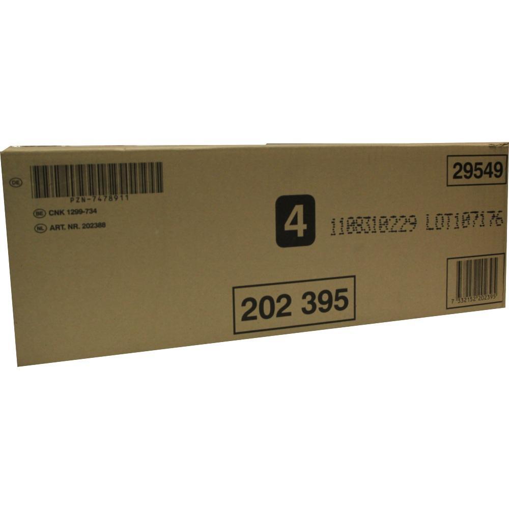 Ein brauner Versandkarton mit Barcodes und Nummern.