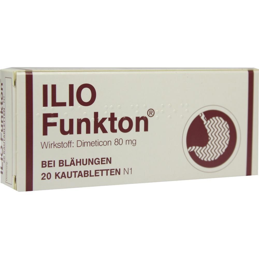 Packung mit Kautabletten gegen Bl&auml;hungen, Wirkstoff: Dimeticon 80 mg.