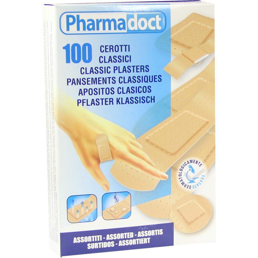 Eine Schachtel zeigt klassische Pflaster in verschiedenen Größen.