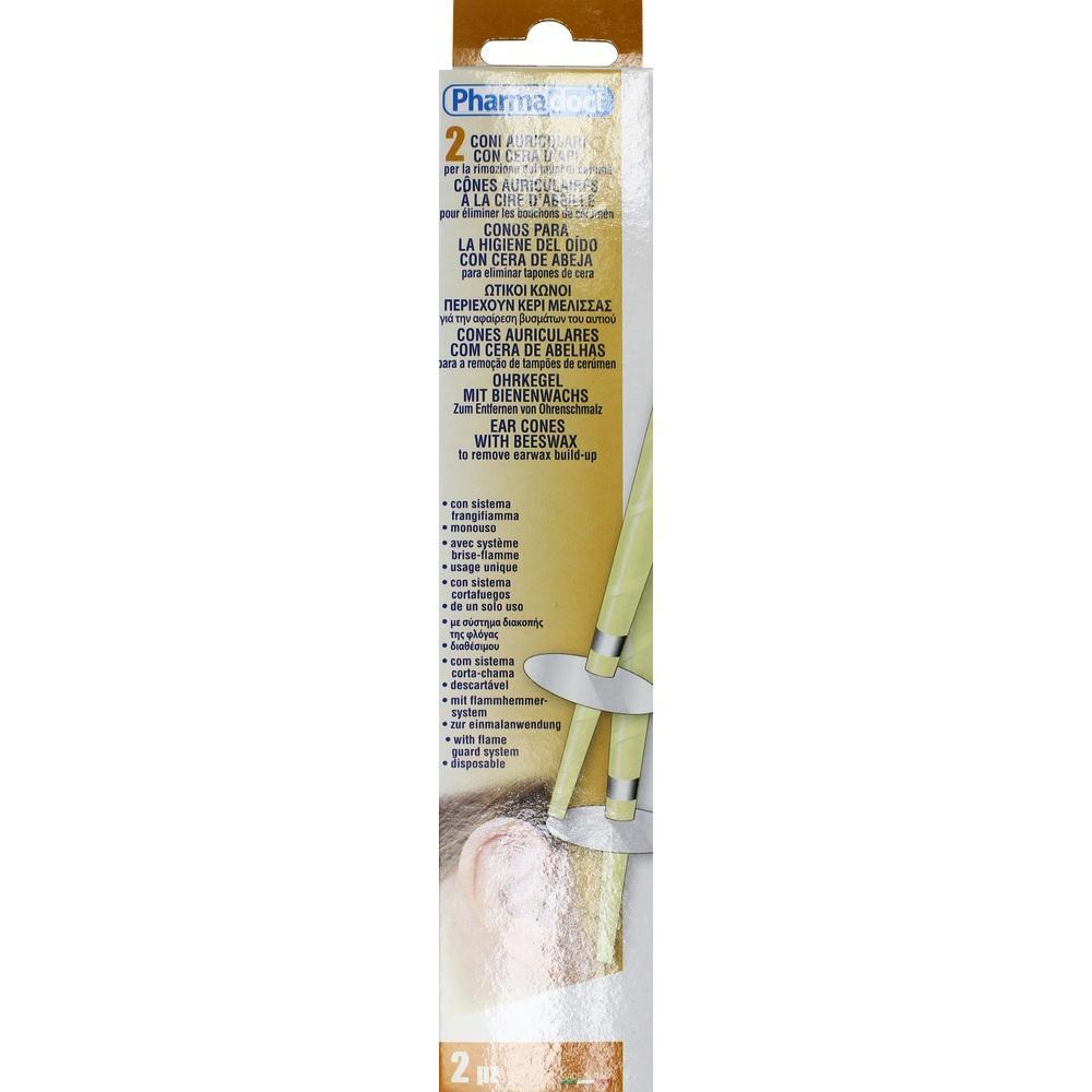 Verpackung mit Ohrenkerzen zum Entfernen von Ohrenschmalz.