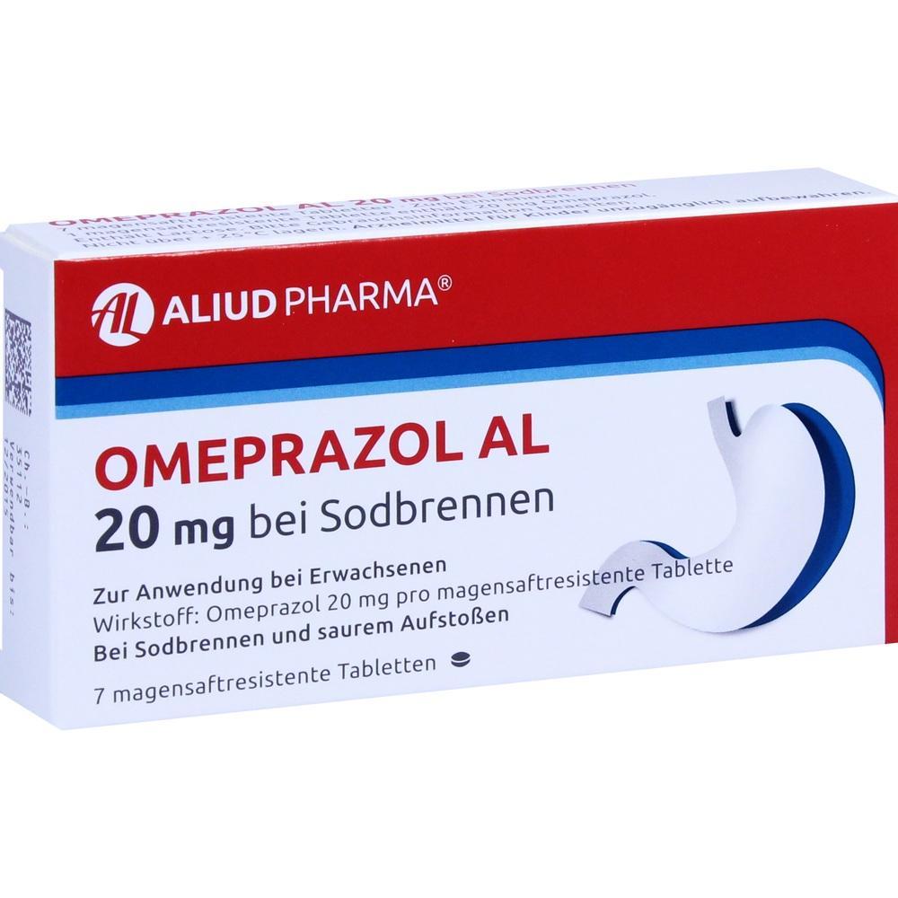 Eine Medikamentenschachtel f&uuml;r Omeprazol gegen Sodbrennen.
