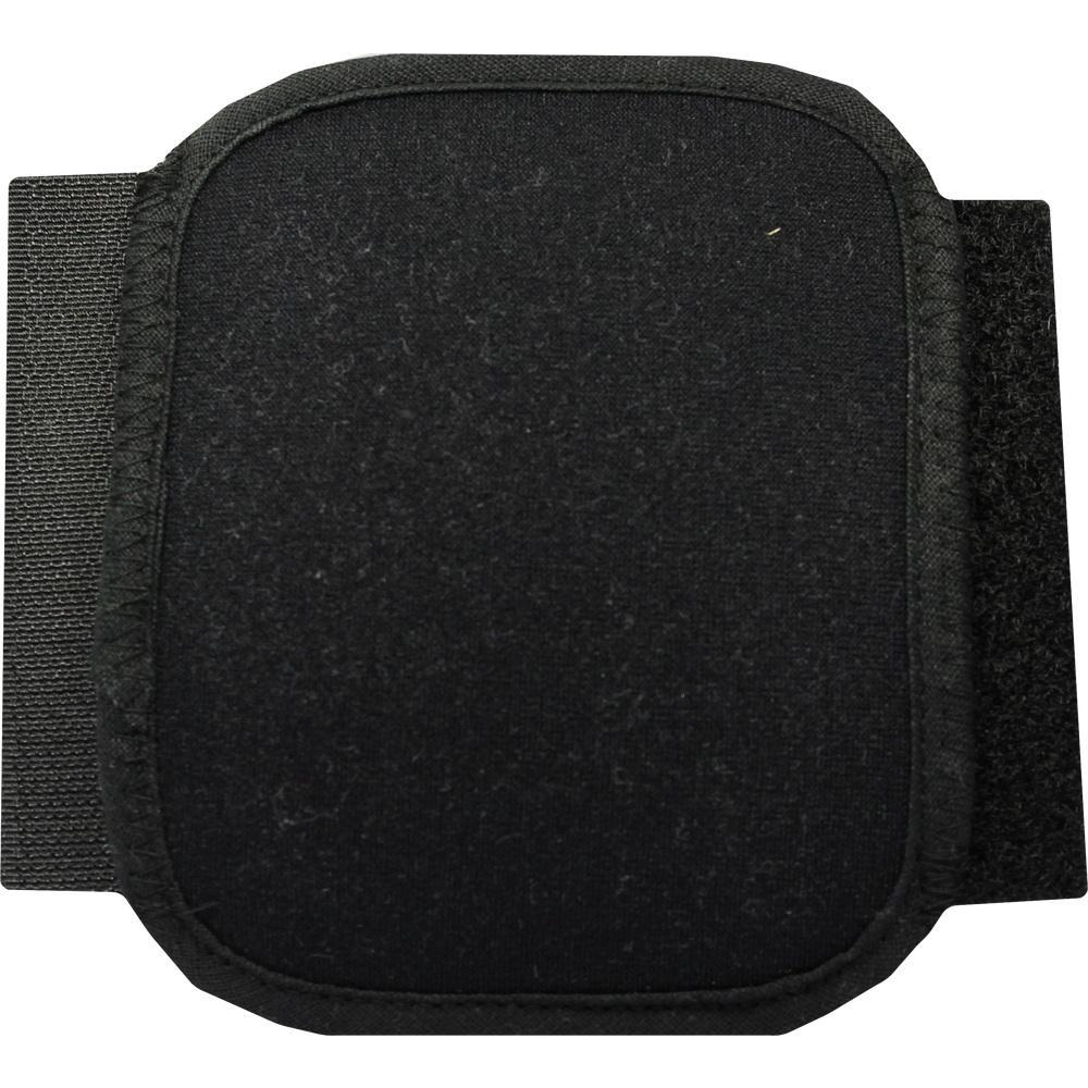 Ein schwarzes, rechteckiges Klettpad mit abgerundeten Ecken.