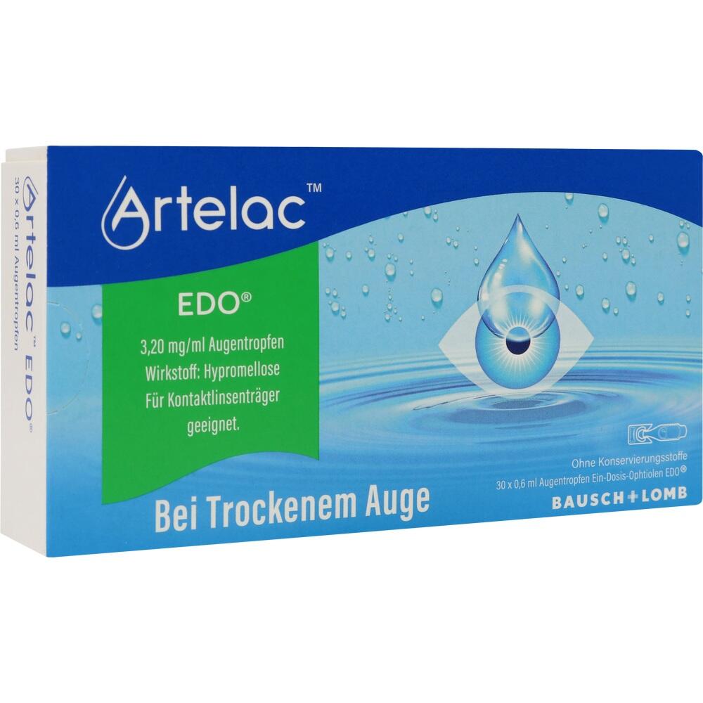 Eine Packung Augentropfen gegen trockene Augen.