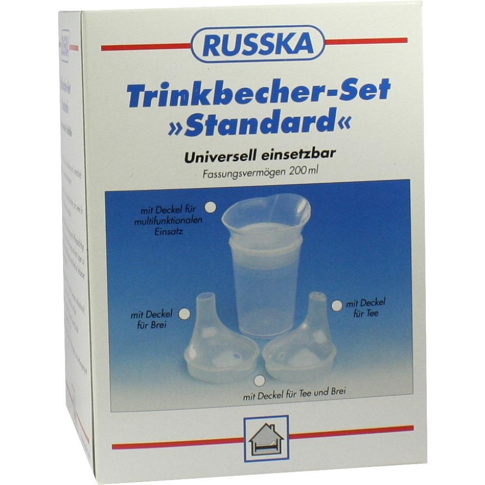 Verpackung eines Trinkbecher-Sets mit verschiedenen Deckeln für vielseitigen Einsatz.