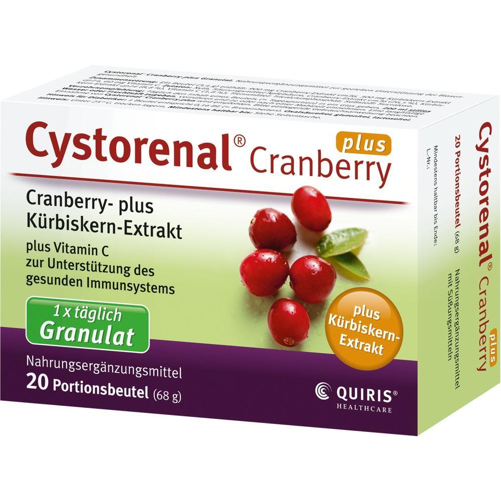 Verpackung von Nahrungsergänzungsmittel mit Cranberry- und Kürbiskern-Extrakt.