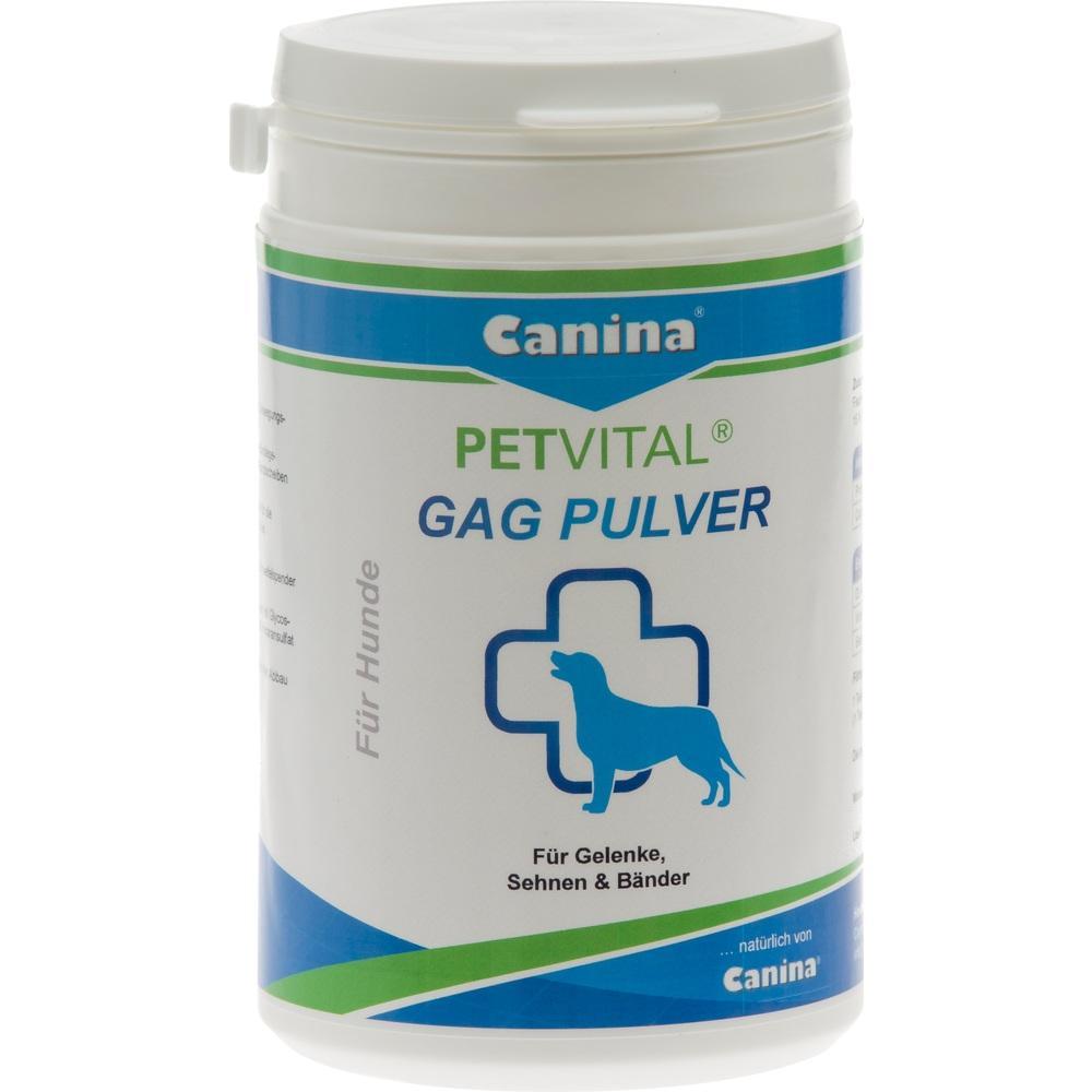 Wei&szlig;e Dose mit Hundepflegepulver zur Unterst&uuml;tzung von Gelenken bei Hunden.