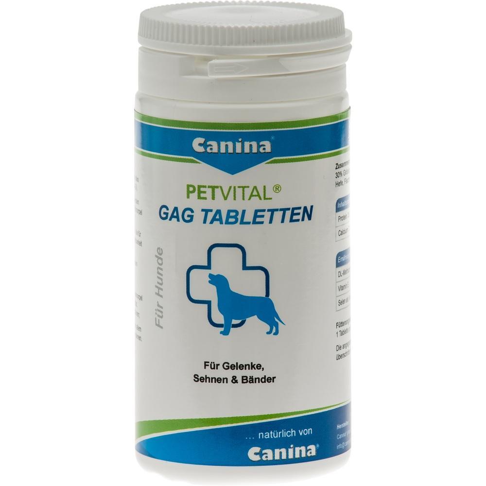 Wei&szlig;e Tablettendose mit der Aufschrift "Canina Petvital GAG Tabletten" f&uuml;r Hunde.