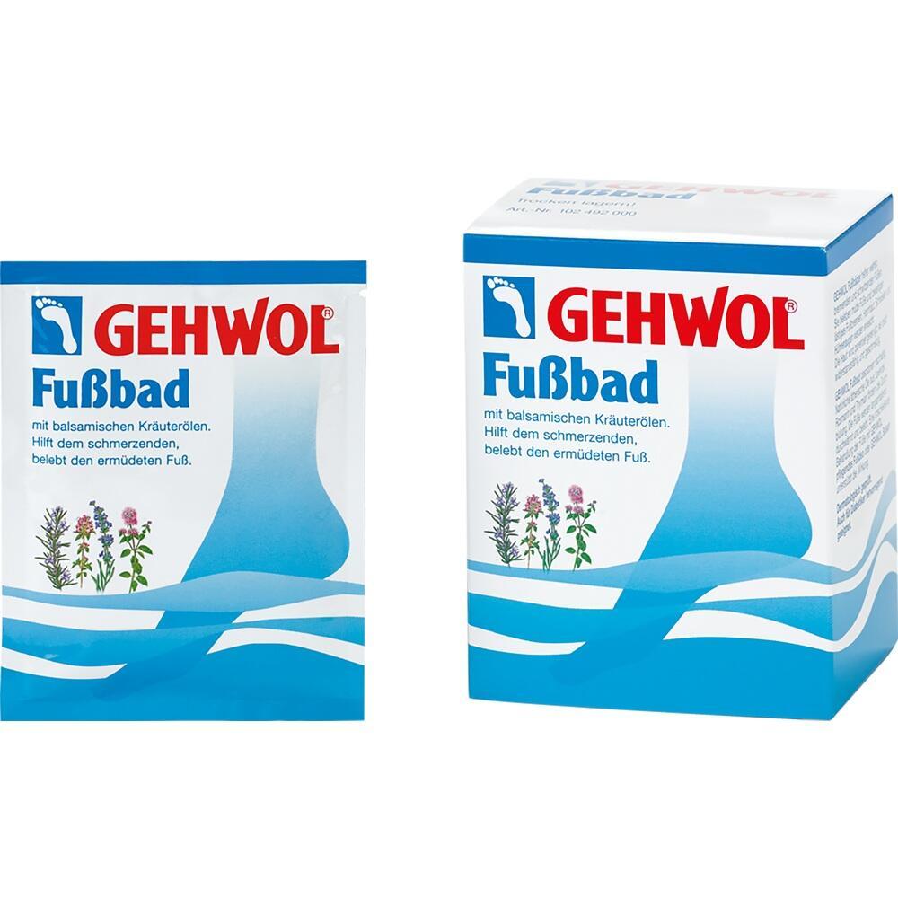 Zwei Packungen GEHWOL Fußbad mit Kräuterölen sind auf dem Bild zu sehen.