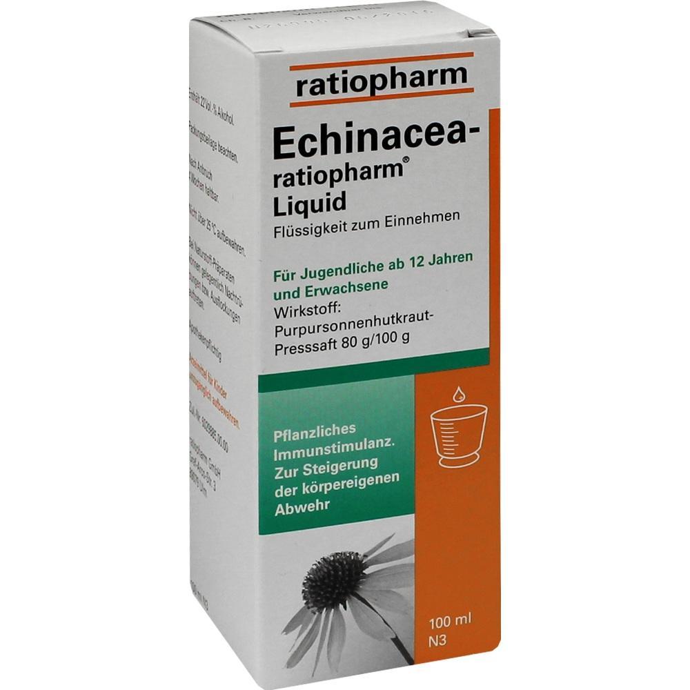 Packung mit Echinacea-Flüssigkeit zur Unterstützung des Immunsystems für Jugendliche und Erwachsene.
