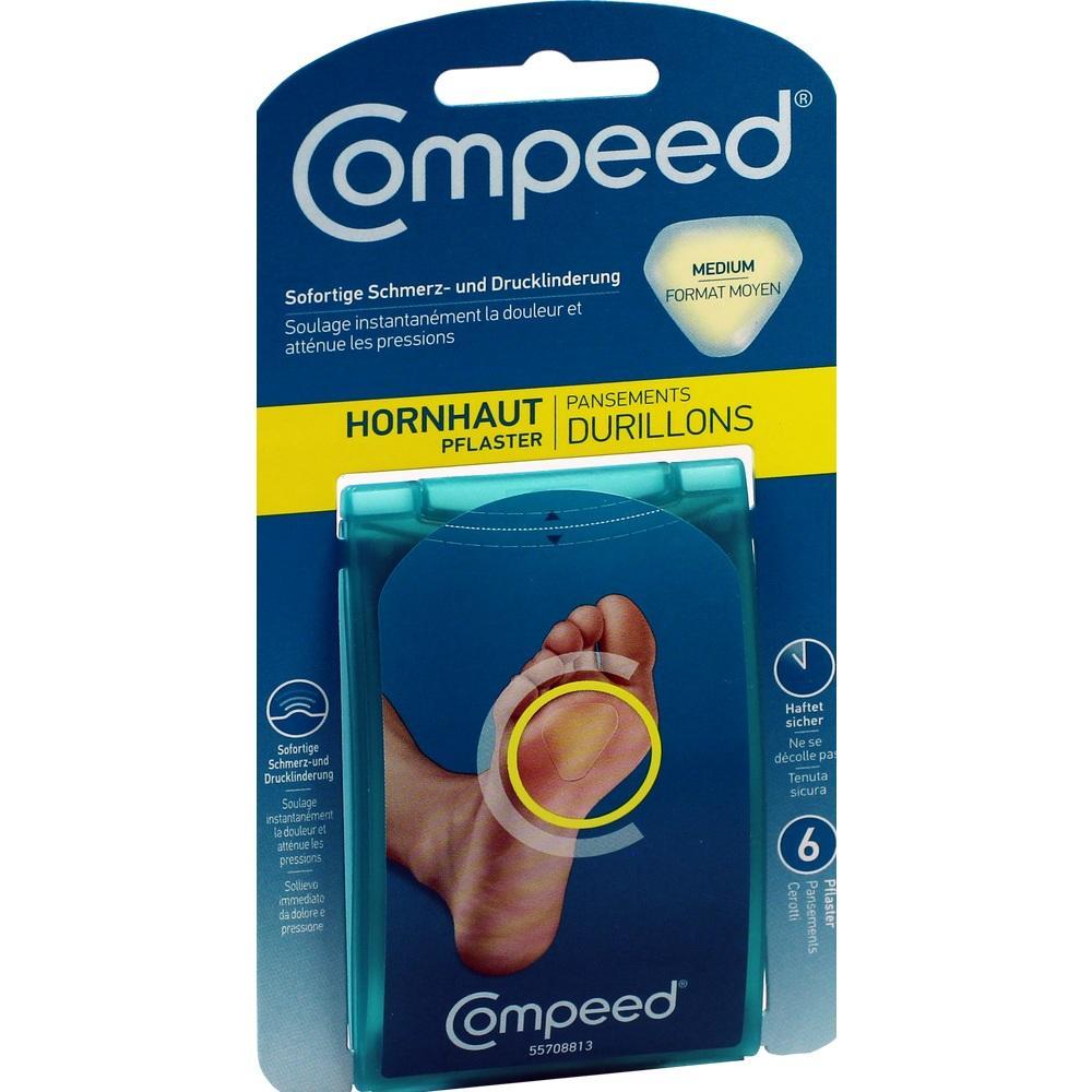 Verpackung von Compeed-Pflastern gegen Hornhaut für sofortige Schmerzlinderung.