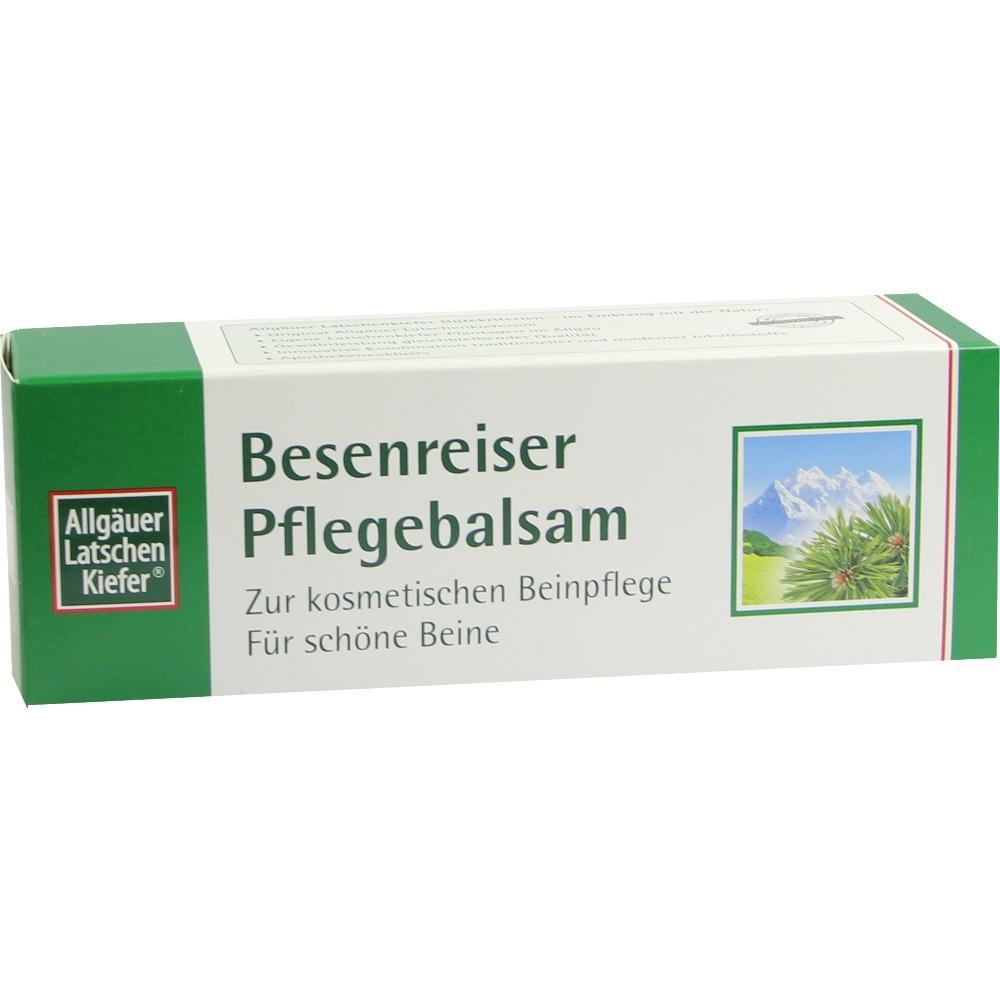Grüne Packung mit Besenreiser Pflegebalsam für die Beine.