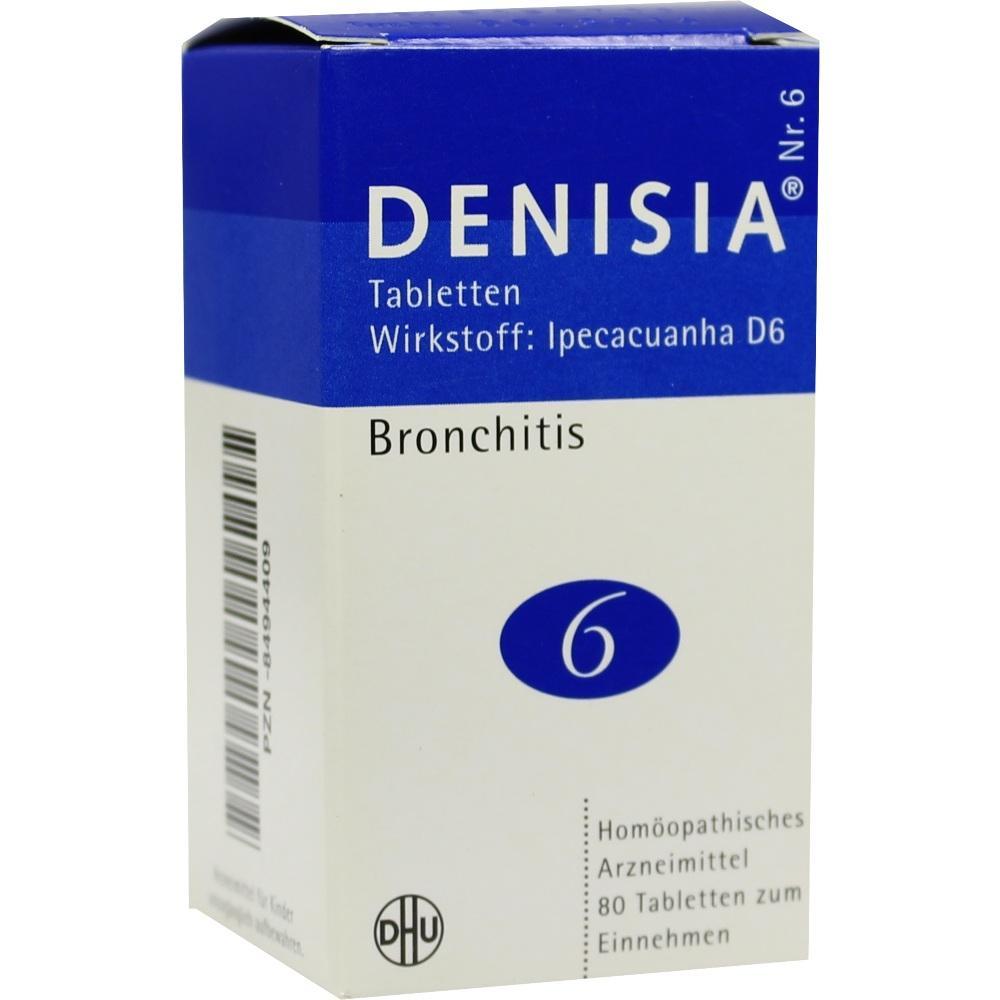 Eine Packung homöopathischer Tabletten gegen Bronchitis von Denisia Nr. 6.