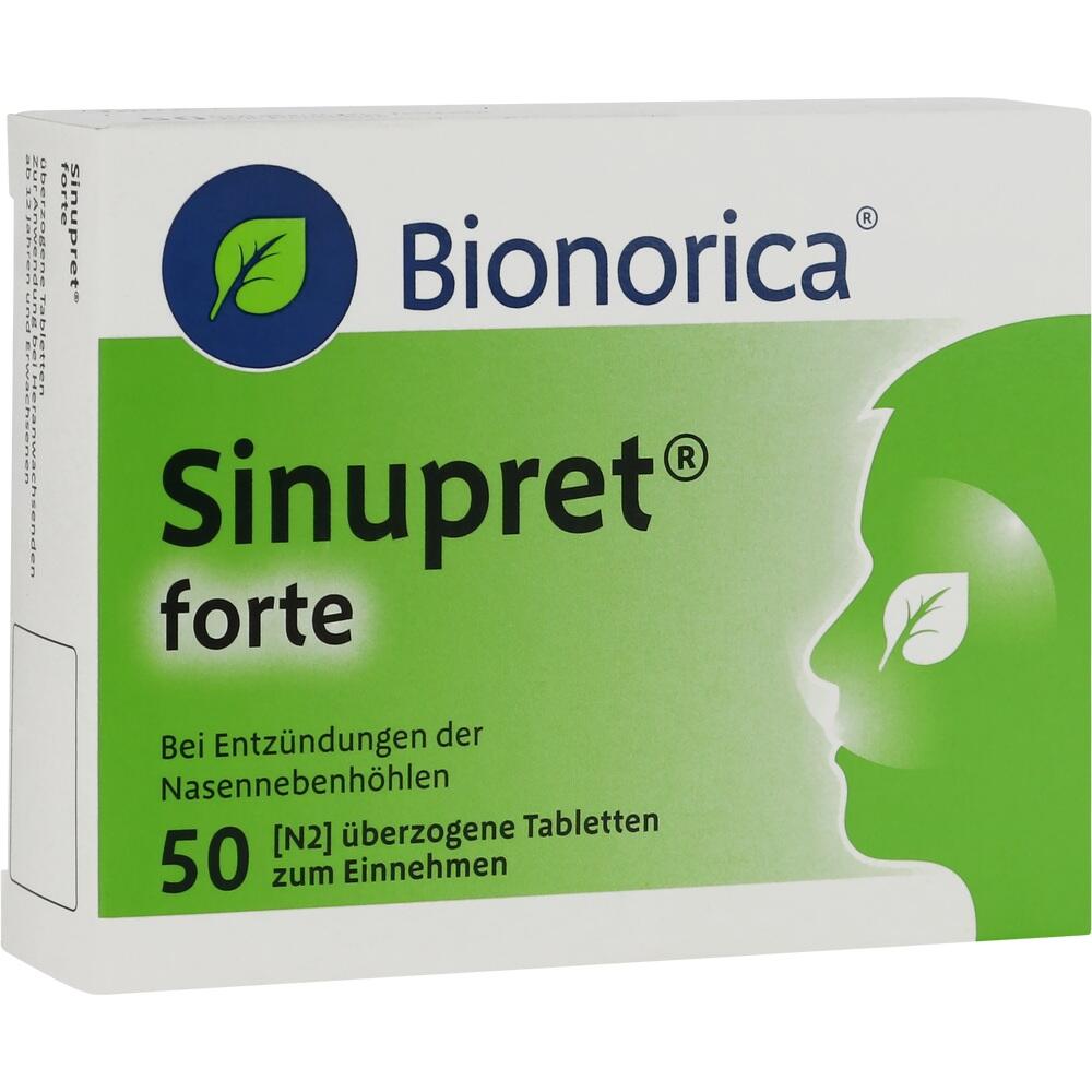 Grüne Packung von Sinupret forte für Nasennebenhöhlenentzündungen.