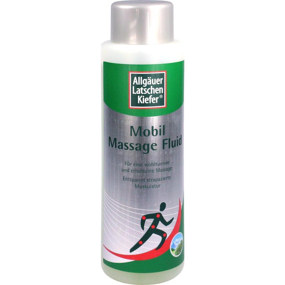 Wei&szlig;e Flasche mit gr&uuml;nem Etikett f&uuml;r Massagefluid.