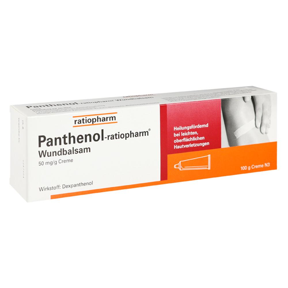 Packung von Panthenol Wundbalsam zur Heilung von leichten Hautverletzungen.