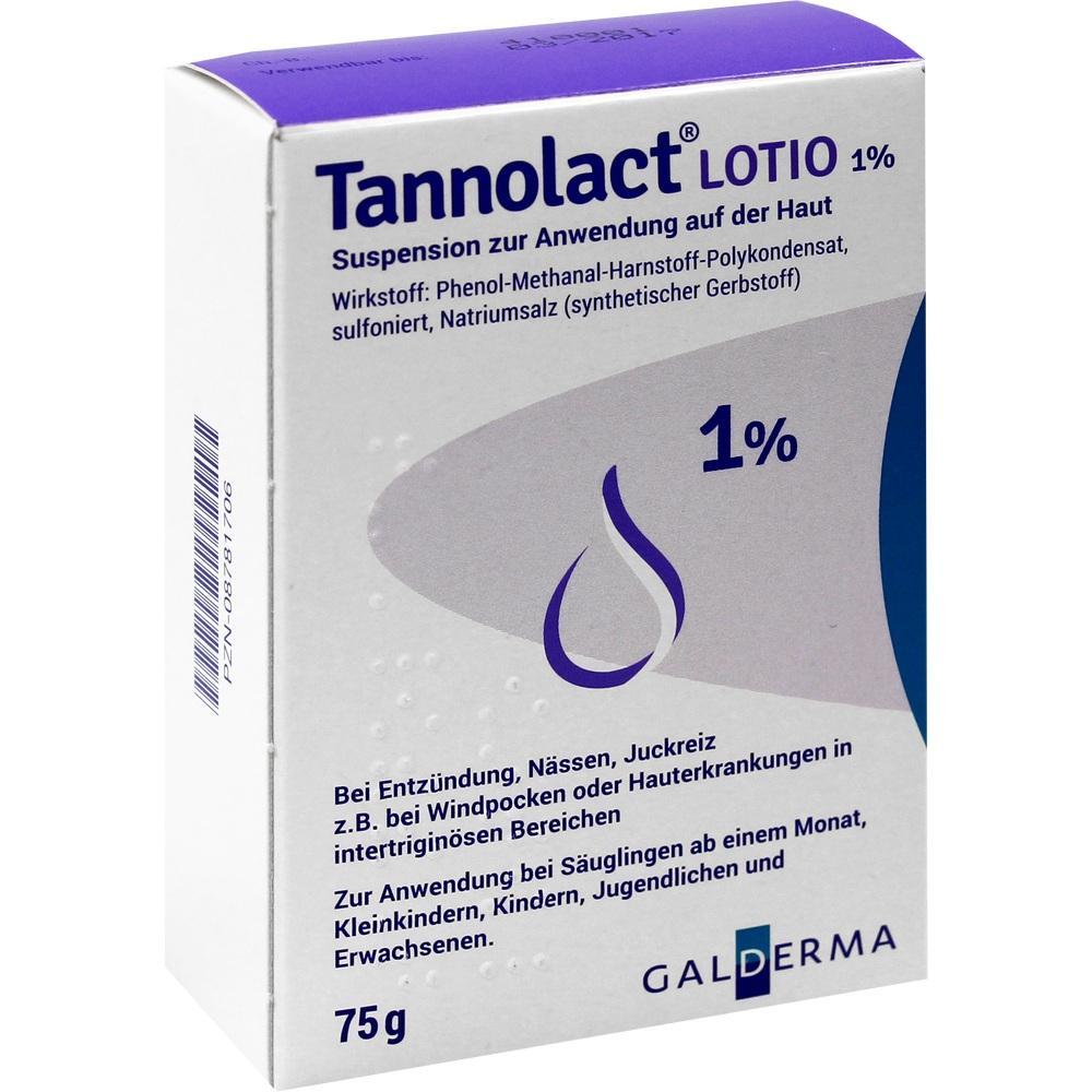 Verpackung von Tannolact Lotio, eine Hautlotion zur Entzündungshemmung.