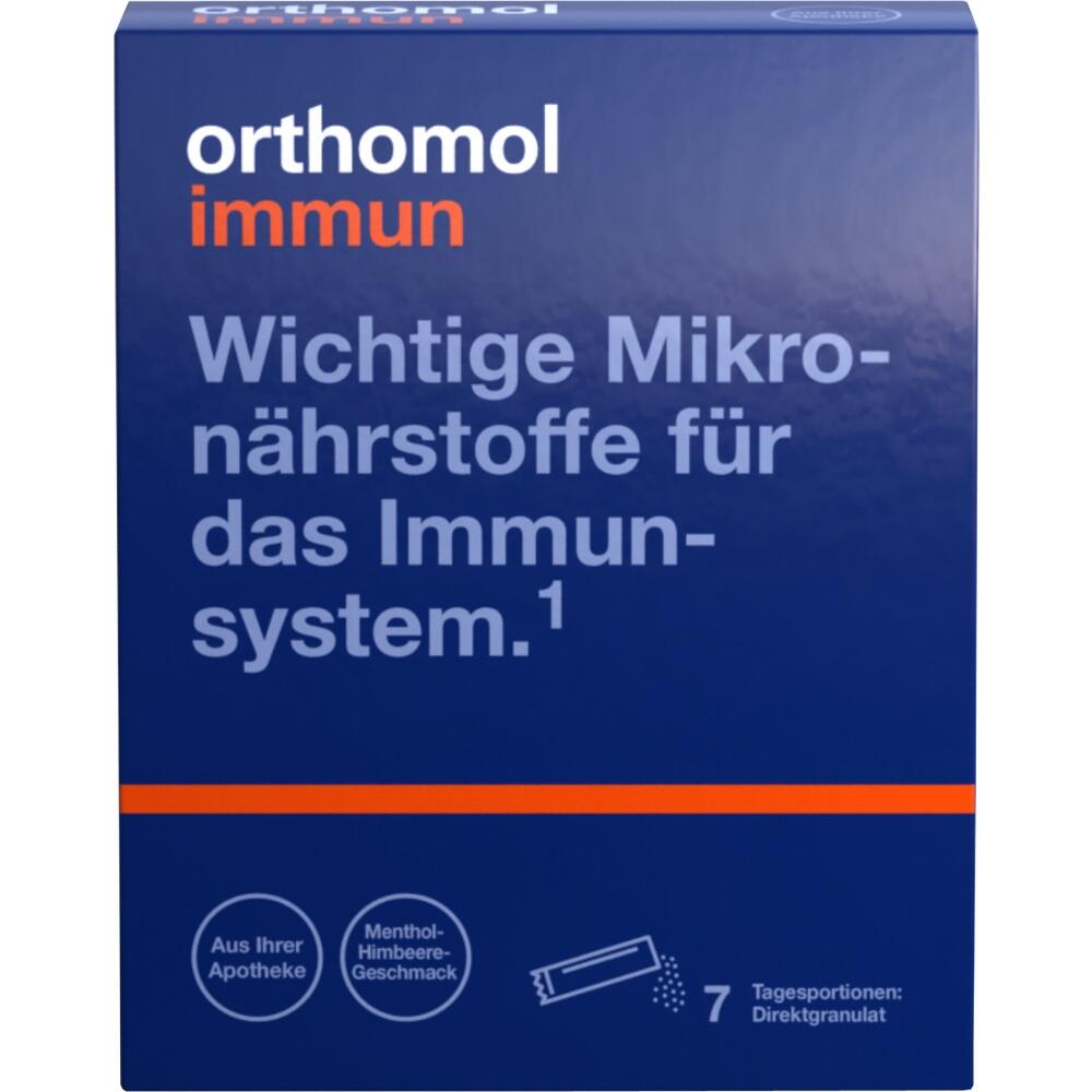 Eine blaue Packung Nahrungserg&auml;nzungsmittel f&uuml;r das Immunsystem mit Menthol-Himbeer-Geschmack.