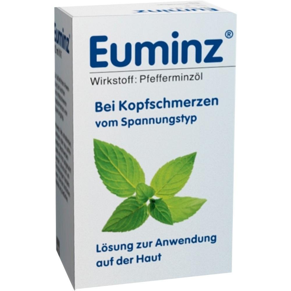 Eine Verpackung für ein Mittel gegen Spannungskopfschmerzen mit Pfefferminzöl.